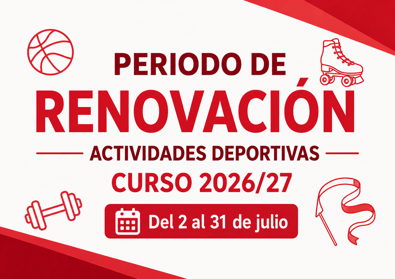 Plazo de renovación – Actividades Deportivas 2026/27